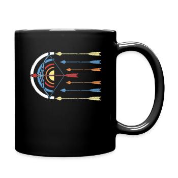 Outdoor Hunting Retro Arrow And Bow Target Shoot - Full Colour Mug - black - Right