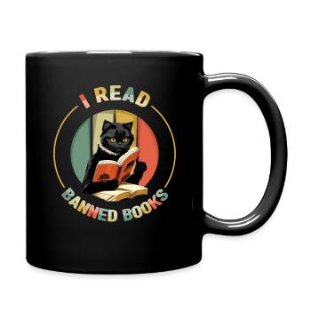 Lesen Verbotenes Buch Lustiger Buchliebhaber Lesen Vintage Katze - Tasse einfarbig - Schwarz - Rechts