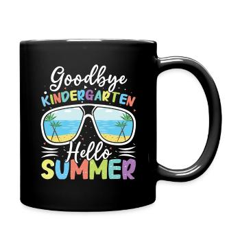 Bye Kindergarten Last Class Day Hello Summer Beach - Full Colour Mug - black - Right