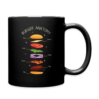 Lustige Definition Anatomie von Burger Fast Food - Tasse einfarbig - Schwarz - Rechts