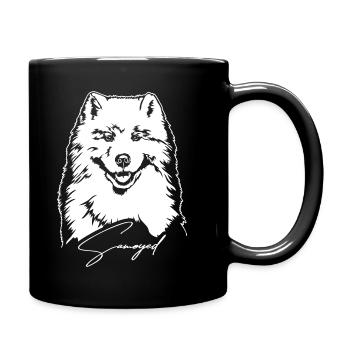 Samoyed Portrait Hund Hunde Wilsigns - Tasse einfarbig - Schwarz - Rechts
