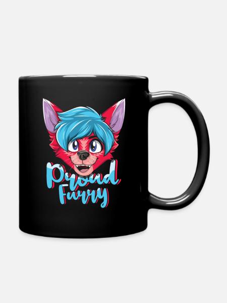 Proud Furry Tail Ear Furry Person Cosplay Cool - Full Colour Mug - black