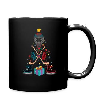 Dezember 2021 Winter Hockeyspieler Weihnachtsbaum - Tasse einfarbig - Schwarz - Rechts