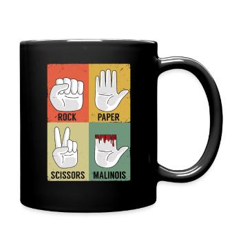 Retro Pet Dog Shepherd Rock Paper Belgian Malinois - Full Colour Mug - black - Right