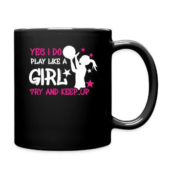 Athlète Jeu Sport Oui Jouez comme une fille Basketball - Mug uni - noir - Droite