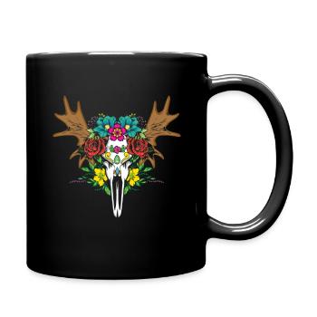 Buffalo Floral Muertos Day Of Dead Halloween - Full Colour Mug - black - Right