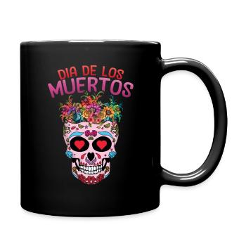 Heart Mexican Floral Muertos Day Of Dead Halloween - Full Colour Mug - black - Right