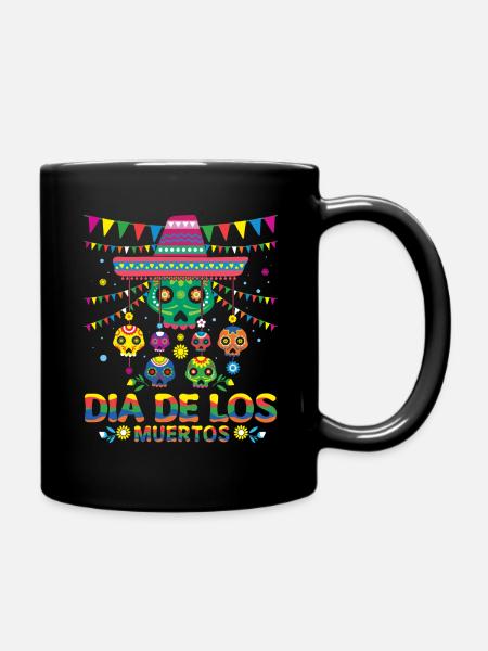 Party Mexiko Blumenmuertos Tag der Toten Halloween - Tasse einfarbig - Schwarz