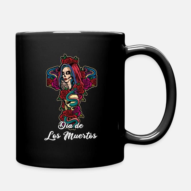 La Calavera Mexikanischer Blumenmuertos Tag der Toten - Tasse einfarbig - Schwarz