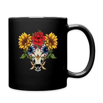 Boar Pig Floral Muertos Day Of Dead Halloween - Full Colour Mug - black - Right