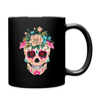Mexikanisches Blumenskelett Muertos Tag der Toten - Tasse einfarbig - Schwarz - Rechts