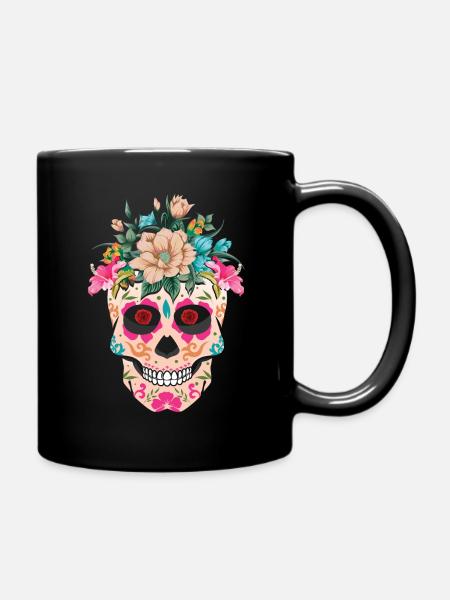 Squelette floral mexicain Muertos Jour des morts - Mug uni - noir