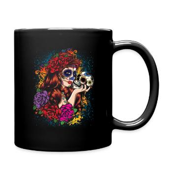 La Catrina Mexico Floral Muertos Dead Calavera - Full Colour Mug - black - Right