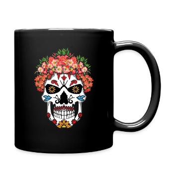 Tête de fleur en os Dia De Los Muertos Jour des morts - Mug uni - noir - Droite