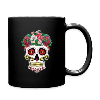 Tête de fleur Dia De Los Muertos Jour De Mort Floral - Mug uni - noir - Droite