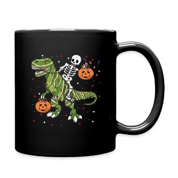 Cool Skeleton Dinosaur Funny Lazy Creepy Halloween - Full Colour Mug - black - Right