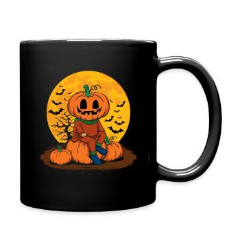 Cool Pumpkin Person Creepy Halloween Pumpkin - Full Colour Mug - black - Right