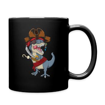 Haken Dinosaurier Lustig Piraten-Dekor Faules Halloween - Tasse einfarbig - Schwarz - Rechts