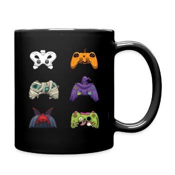Gaming Gamer Game Controller Lazy Creepy Halloween - Full Colour Mug - black - Right