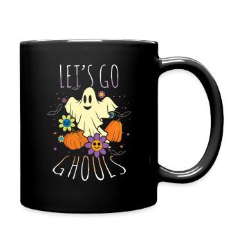 Retro Vintage Go Ghost Hippie Creepy Halloween - Full Colour Mug - black - Right