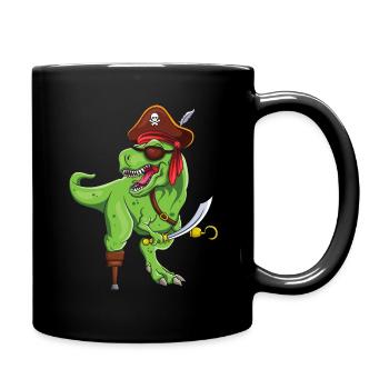 Brüllen Dinosaurier Lustig Piraten-Dekor Faules Halloween - Tasse einfarbig - Schwarz - Rechts