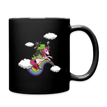 Dinosaur Pirate Unicorn Lazy Creepy Halloween - Full Colour Mug - black - Right