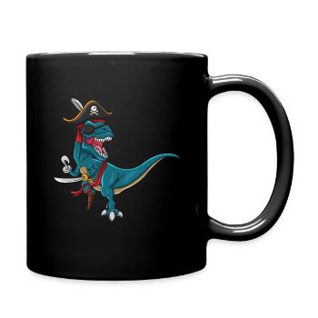 Cooles Dinosaurier Lustiges Piratendekor Faules Halloween - Tasse einfarbig - Schwarz - Rechts