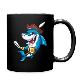 Cooles Haifisch Piraten-Dekor Faules Halloween - Tasse einfarbig - Schwarz - Rechts