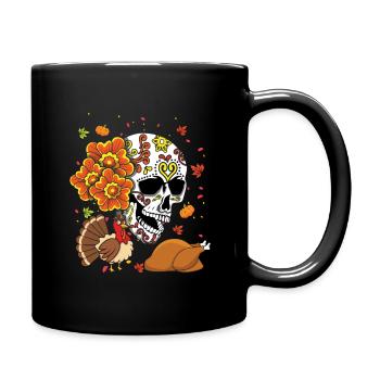 Turkey Autumn Fall Muertos Day Of Dead - Full Colour Mug - black - Right