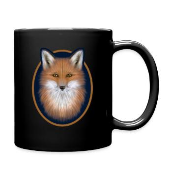 Cute fox drawn on graphics tablet - Full Colour Mug - black - Right