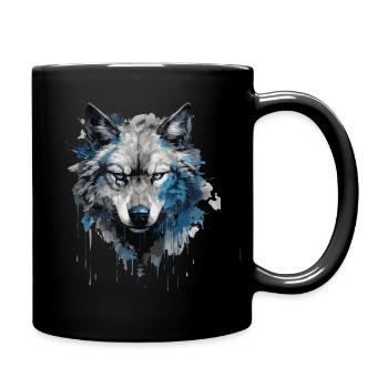 Tête de loup - Mug uni - noir - Droite
