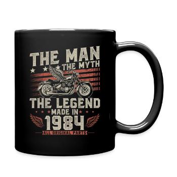 1984 Vintage Man Myth Legend Motorcycle - Full Colour Mug - black - Right