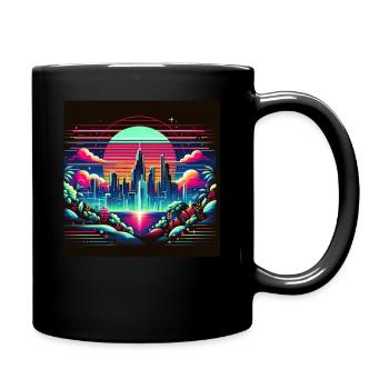 Neon City - Tasse einfarbig - Schwarz - Rechts