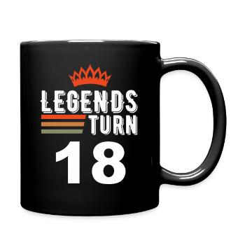 Legends turn 18, 18 birthday - Full Colour Mug - black - Right