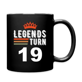 Legends turn 19, 19 birthday - Full Colour Mug - black - Right