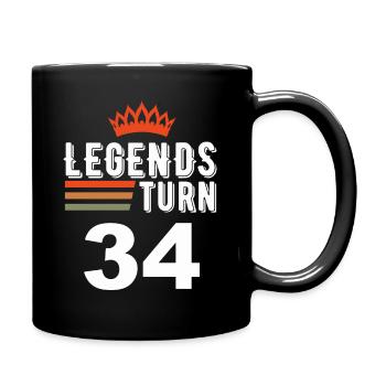 Legends turn 34, 34 birthday - Full Colour Mug - black - Right