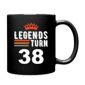 Legends turn 38, 38 birthday - Full Colour Mug - black - Right