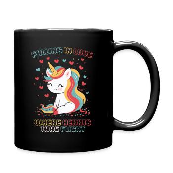 Falling in Love - Where Hearts take Flight - - Full Colour Mug - black - Right