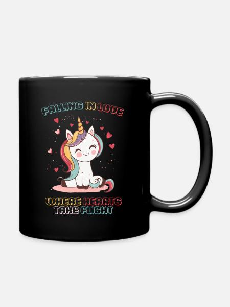 Falling in Love - Where Hearts take Flight - - Tasse einfarbig - Schwarz