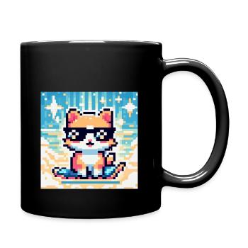 chat icone pixel - Mug uni - noir - Droite