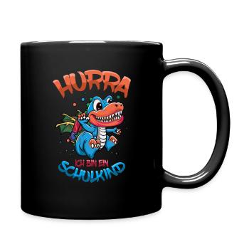 Hurra Ich Bin Ein Schulkind Dino Einschulung - Tasse einfarbig - Schwarz - Rechts