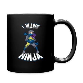 1st Grade Ninja with School Cone Enrollment - Full Colour Mug - black - Right