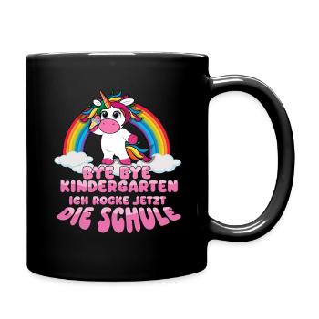 Bye Bye Kindergarten Einschulung Ich Rocke Jetzt - Tasse einfarbig - Schwarz - Rechts