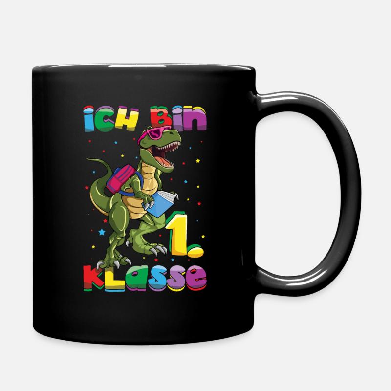 Ich Bin 1. Klasse Dinosaurier Einschulung - Tasse einfarbig - Schwarz