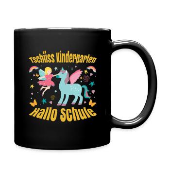Inscription Bye Bye Kindergarten Hello School - Mug uni - noir - Droite