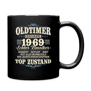 Oldtimer Baujahr 1969 Jahrgang geboren Geburtstag - Tasse einfarbig - Schwarz - Rechts