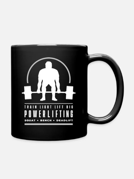 Powerlifting Deadlift | Train Light Lift Big | Gym - Full Colour Mug - black