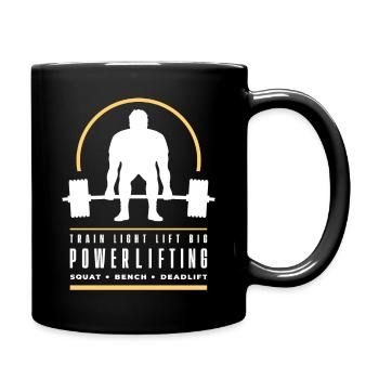 Powerlifting Deadlift | Train Light Lift Big | Gym - Full Colour Mug - black - Right