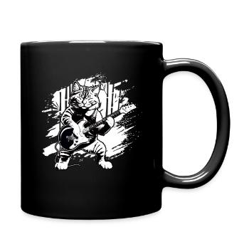 Chat jouant des instruments de guitare acoustique génial - Mug uni - noir - Droite