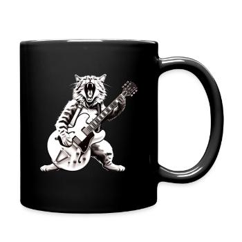 Rocker Cat spielt Gitarreninstrumente Awesome - Tasse einfarbig - Schwarz - Rechts